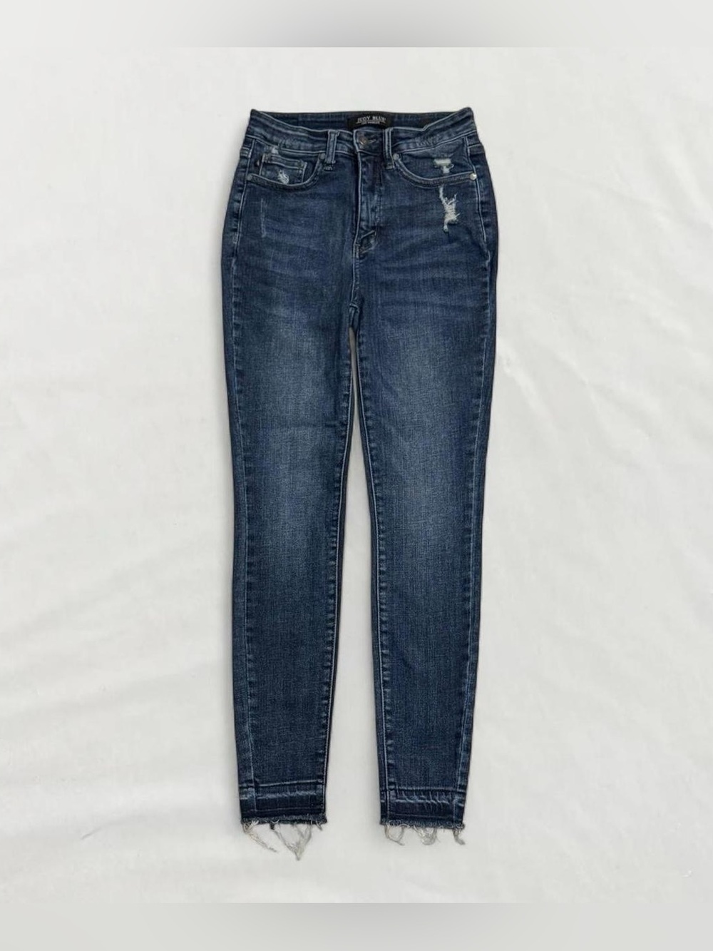 Judy Blue Skinny Fit Stretch Denim Mid Rise Distressed Raw Hem Jeans Size 5/27W